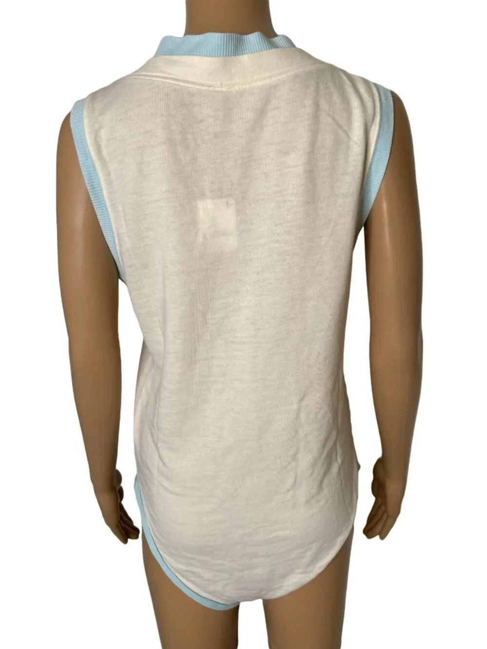 Free People Intimately Cozy Girls Tank Bodysuit Ivory Blue Size Small